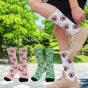 Custom Dog Face Socks, Personalized Pet Photo Socks, Dog Memorial Gift for Dog Dad/Mom, Funny Socks for Pet Lovers, Creative Birthday Gifts