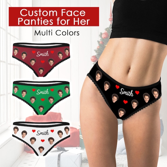Custom Women Briefs With Face, Print Name on Panties, Personalized