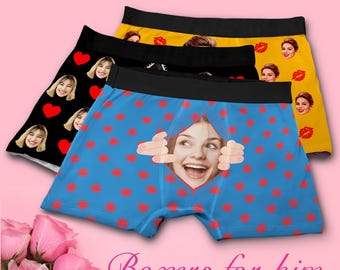 Custom Face Boxers, Personalized Photo Underwear Gift for Him