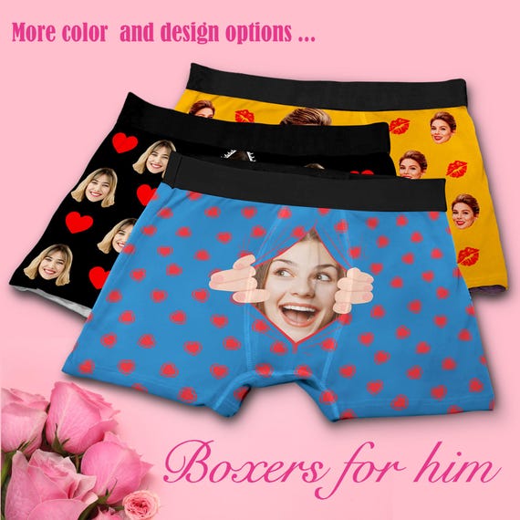 Custom Face Boxers, Personalized Photo Underwear Gift for Him