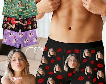 Personalised Boxers with Face, Custom Funny Picture Gifts for Men Boyfriend Father Husband