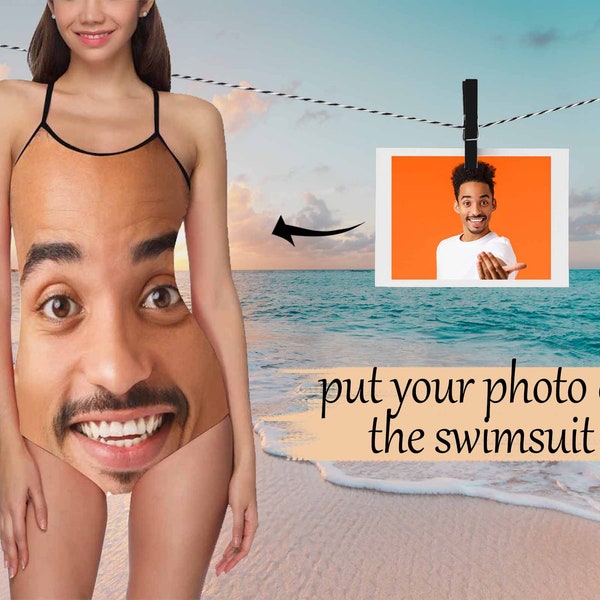 Custom Photo Swimwear, Face Swimsuit, Personalized Mother's Day Gift, Perfect for Bathing Suit Party, Give for Girlfriend/Wife/Mom Best Gift