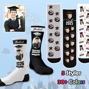 Graduation Gifts, Custom Face Socks, Personalized Photo Socks for Dad, Custom Photo Socks with Text, Class of 2025 Socks, Funny Socks