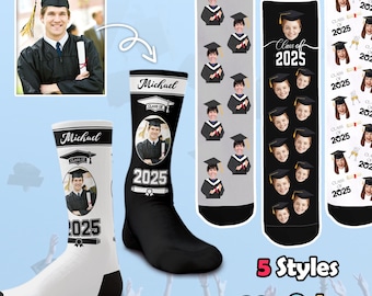 Custom Face Graduation Socks: Personalized Photo Gift, Class of 2025