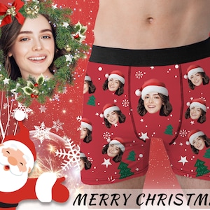 Personalized Christmas Boxer Briefs: Custom Face Underwear Gift