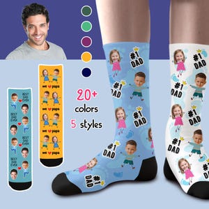 Custom Face Socks, Father&#39;s Day Socks, Personalized Gifts for Dad, Custom Photo Socks with Text, Custom Socks for Dad, Father&#39;s Day Gifts