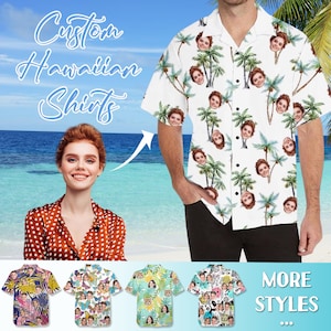 Custom Hawaiian Shirt for Men Women, Custom Face Shirts, Summer Vacation Beach Party Matching Shirt, Personalized Pet Photo Shirts Gifts