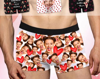 Custom Face Boxers, Personalized Underwear, Anniversary Gift for Him