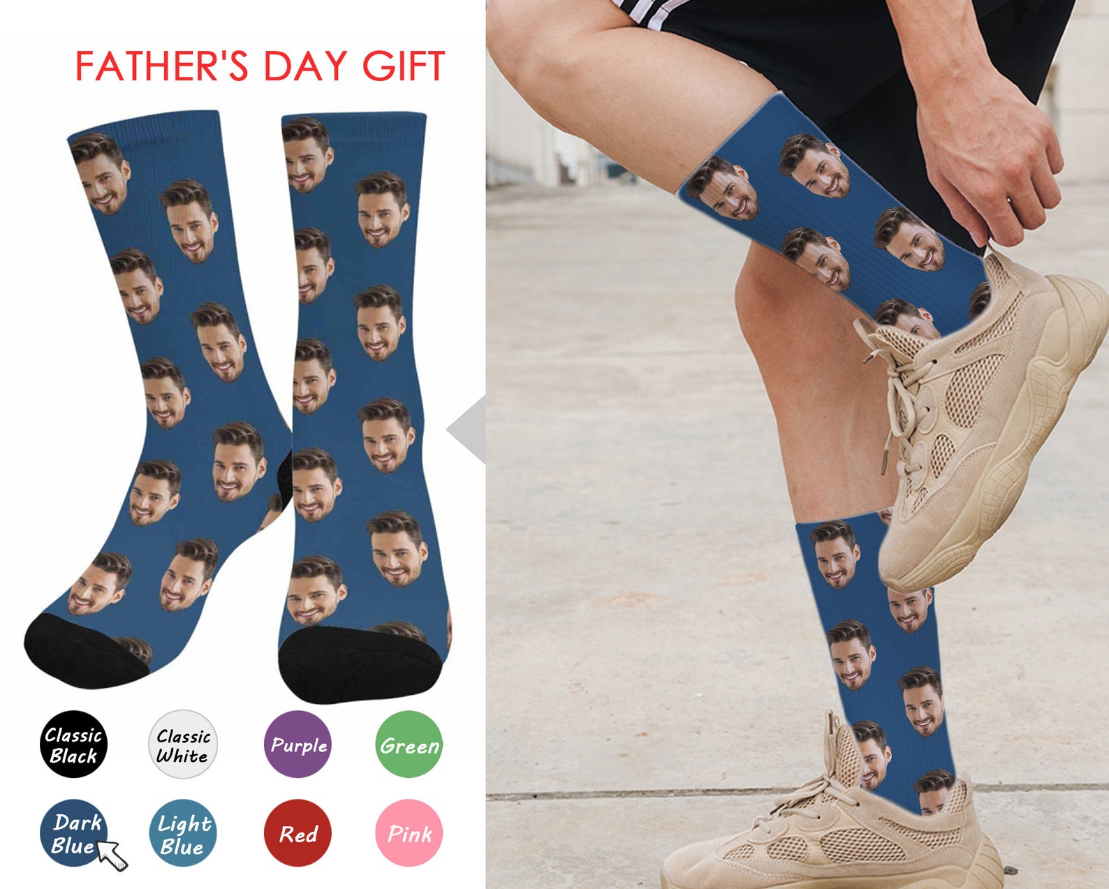 Custom Father's Day Socks Custom Face Socks Personalized Etsy