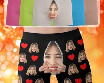Personalized Face Boxer Briefs, Custom Photo Underwear, Valentine's Day Gift