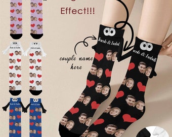 Custom Face Socks for Couple, Face Printed Personalized Socks, Funny Name/Text/Face Socks, Birthday Anniversary Couple Gift for Boyfriend