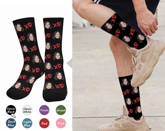 Personalized Gift Socks for Boyfriend/Girlfriend, Custom Face Printed Socks, Unique Anniversary Gift Couple Socks, Photo Socks for Adults