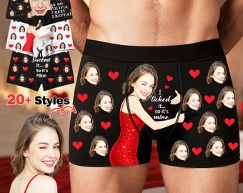 Personalized Face Boxer Briefs, Custom Funny Photo Underwear, Anniversary Gift for Men