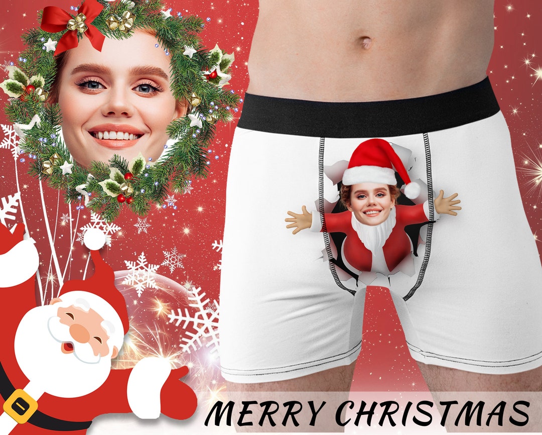 Christmas Gift for Him Custom Men's Boxers with Santa Etsy.de