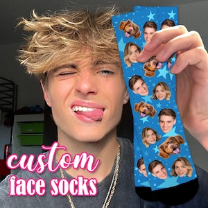 Custom Face Socks, Personalized Photo Socks, Custom Photo Socks with Text, Funny Socks for Husband, Father&#39;s Day Gifts for Dad, Mens Socks