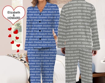 Personalized Name Print Pajamas for Men/Women, Custom Family Pajamas Set, Funny Valentine's Day/Bachelorette Party Gift, Unique Pajama Party
