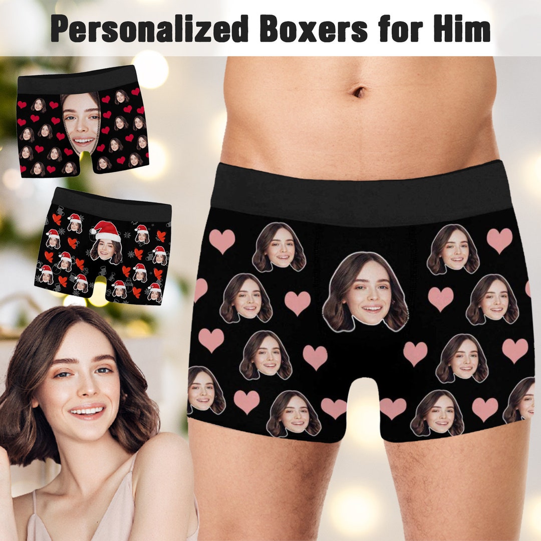  Calzoncillos tipo bóxer personalizados para hombre, ropa  interior personalizada con cara, pantalones cortos divertidos, ropa  interior para el día de San Valentín, regalo para novio, marido : Ropa,  Zapatos y Joyería