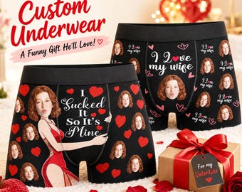 Personalized Wedding Anniversary Boxer Briefs with Face, Custom Men's Underwear for Husband/Boyfriend