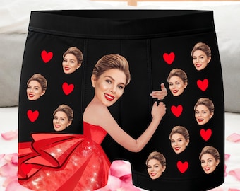 Custom Face Boxers, Personalized Valentines Day Christmas Gifts for Him
