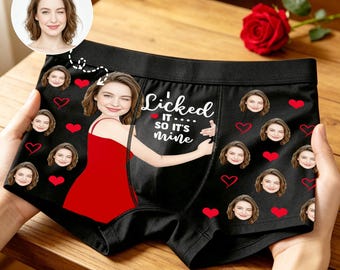 Personalized Men's Photo Underwear, Custom Face Boxer Briefs, Anniversary Gift for Him