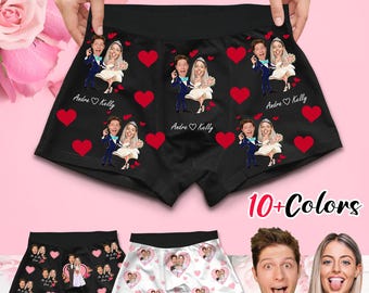 Custom Face Boxers, Personalized Photo Underwear, Anniversary Gift for Him