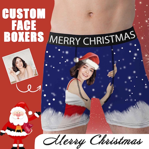 Calzoncillos bóxer de Navidad con impresión facial, regalos de Navidad  personalizados para novio/marido, regalo sorpresa de Feliz Navidad para  hombres, ropa interior divertida -  México