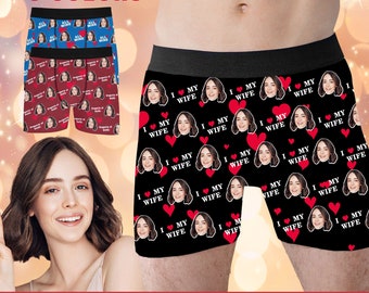 Custom Face Boxer Briefs for Husband, Add Any Text Property of on Underwear, Personalized Photo Underwears, Anniversary Valentine's Day Gift