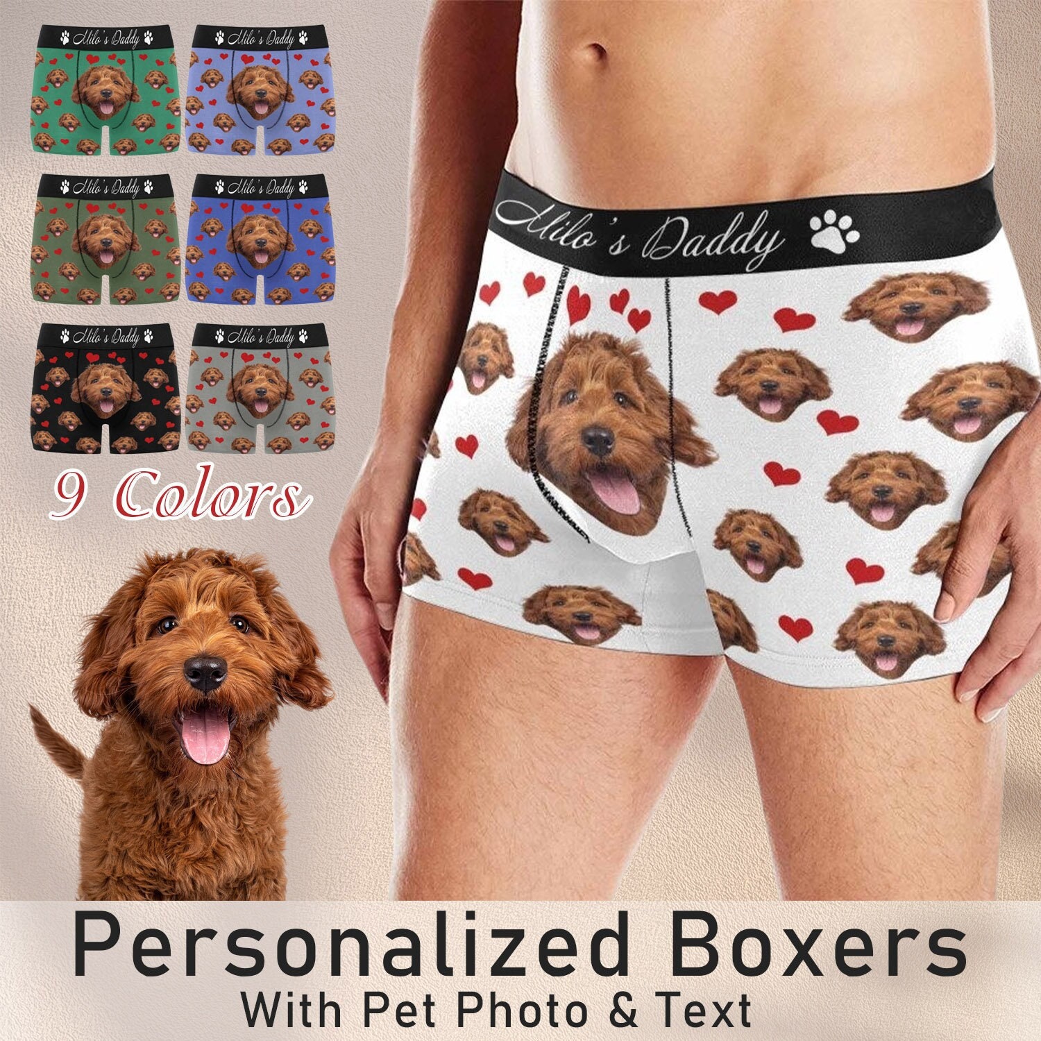 Dog Photo Thongs Custom Underwear with Dog Picture Anniversary