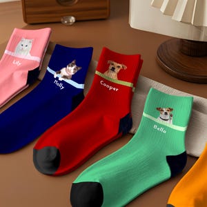 Custom Face Socks, Dog Cat Pet Face Personalized Photo Socks, Custom Socks with Text Name, Mother&#39;s Day Socks, Father&#39;s Day Socks.