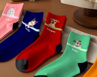 Custom Pet Face Socks: Personalized Dog Cat Photo Socks