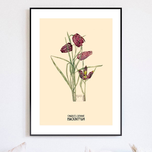Rennie Mackintosh | Fritillaria | Art Nouveau | Botanical Art Print | Autumn Scene | Glasgow Arts & Crafts Movement | Art Deco Art Print