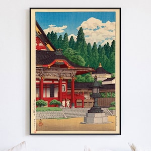 The Red Temple | Hasui Kawase | Vintage Japanese Print | Japanese Anime Art | Manga Style Art | Japanese Woodblock | Great Wave off Kanagawa