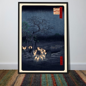 Foxfires at the changing tree | Utagawa Hiroshige | Kawase | Woodblock | Japanese Art | Japanese Woodblock | Great Wave off Kanagawa