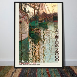 Egon Schiele Exhibition Poster | Port of Trieste | Egon Schiele Artwork | Maritime Art | Boating Decor | Vienna 1970 Art Exhibition