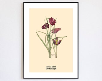 Rennie Mackintosh | Fritillaria | Art Nouveau | Botanical Art Print | Autumn Scene | Glasgow Arts & Crafts Movement | Art Deco Art Print