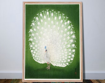 Green Peacock | Koson | Ohara Koson | Framed Print | Japanese Art | Ireland Gifts | Colourful Art | Framed Irish Art | Classic Art