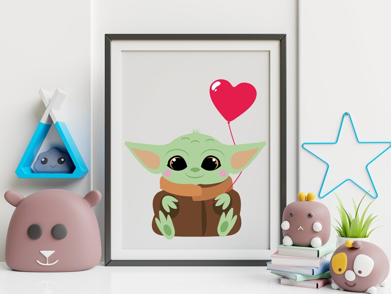 Download cut file for Cricut Baby Yoda SVG Baby Yoda holding a red ...