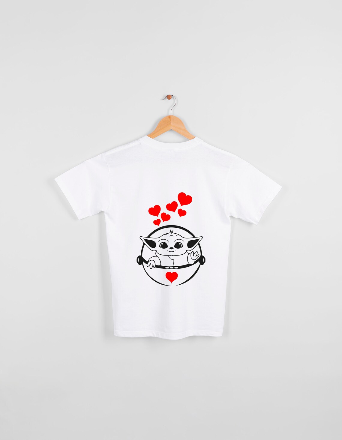 Download Baby Yoda SVG with red hearts perfect for T-shirts iron on | Etsy