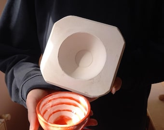 One Small Bowl Plaster mold for ceramic slip casting (with glaze pillar)
