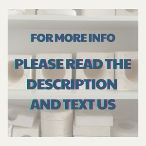 May include: White shelves with white ceramic blocks stacked on them. The text "FOR MORE INFO PLEASE READ THE DESCRIPTION AND TEXT US" is written in blue and purple letters on the shelves.