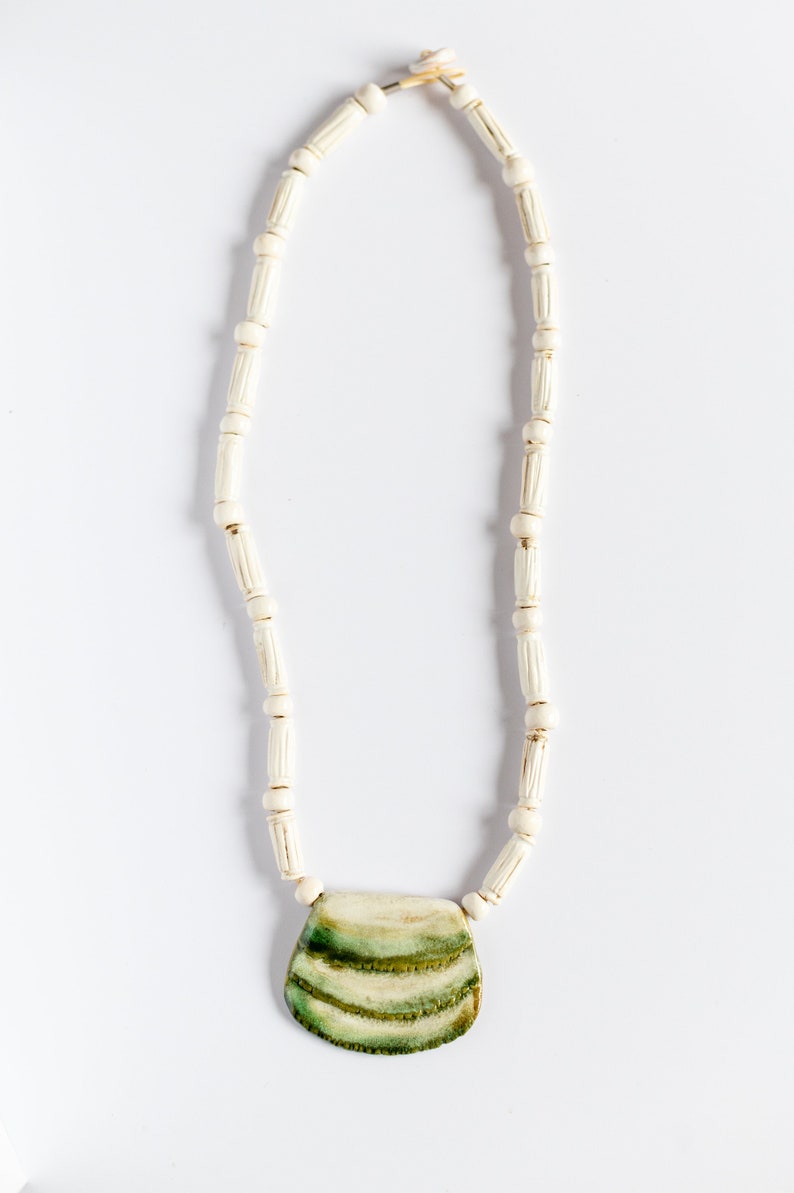 Big ceramic shell necklace Sea shell pendant necklace Handmade jewelry Ceramic jewelry Chunky necklace Romantic necklace Gift for her