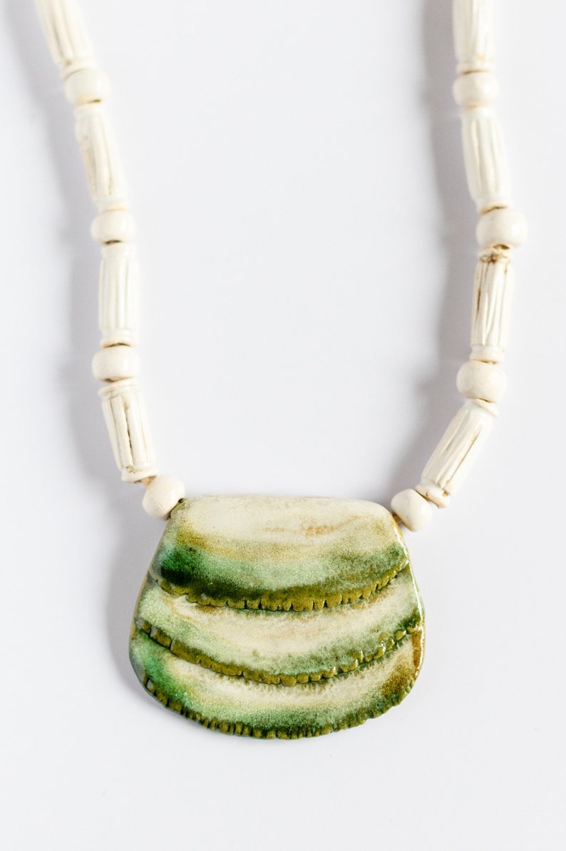 Big ceramic shell necklace Sea shell pendant necklace Handmade jewelry Ceramic jewelry Chunky necklace Romantic necklace Gift for her