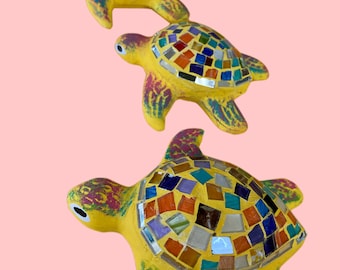Mosaic Turtle Wall Art, Set of 3, vitromosaico