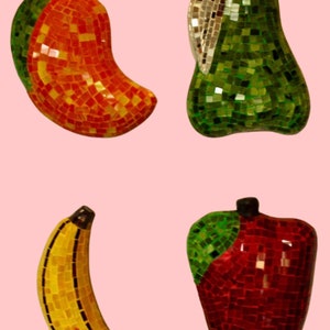 Artisanal Mosaic, Fruit wall hanging, Mirror mosaic wall art, home decor, Art Ceramic Mosaic, Vitromosaico