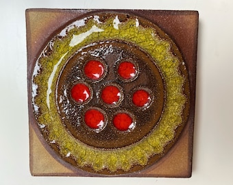 Søholm stoneware wall relief, wall plaque, design by Noomi Backhausen, Søholm Denmark 1970s Mid Century Modern Design