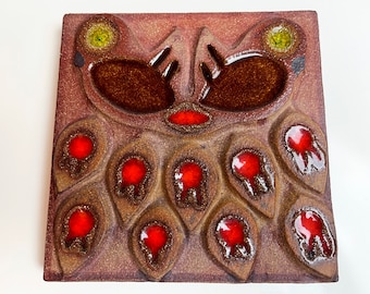 Søholm stoneware wall relief, wall plaque number 3374-0, Søholm Denmark 1970s Mid Century Modern Design