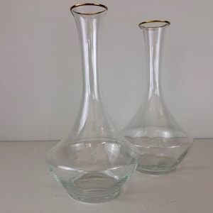 Holmegaard Fogliet carafe / carafe de carater style Art Déco avec jante dorée. Design Jacob E. Bang pour Holmegaard Glasværk, Danemark années 1940