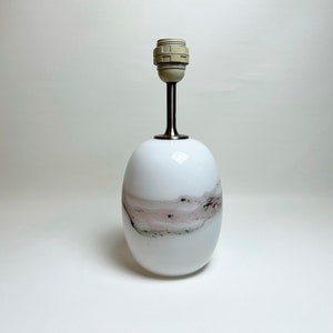 Holmegaard  Sakura table lamp in white & pink glass,design Michael Bang - Holmegaard Denmark 1980s Mid Century Modern design