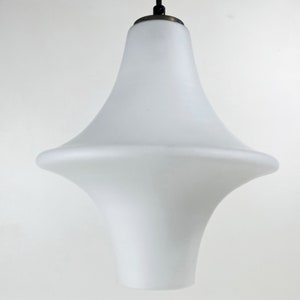 White opal glass and brass pendant light from Lyfa, Denmark 1950s Mid Century Modern, Minimalistic.