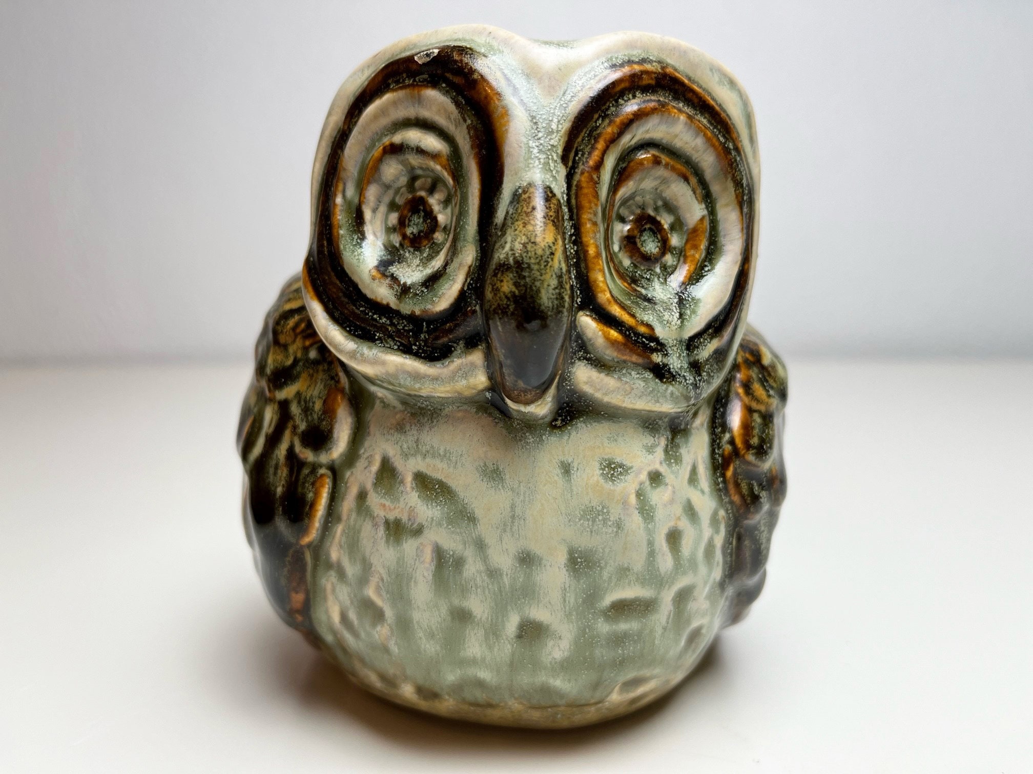 Vintage Søholm owl figurine, design Joseph Simon, Søholm Denmark 1970s Mid Century Mod